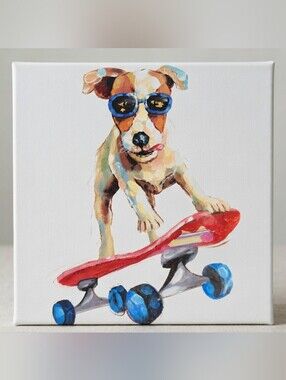 Kickflip Canine Vibrant Skater Dog Art